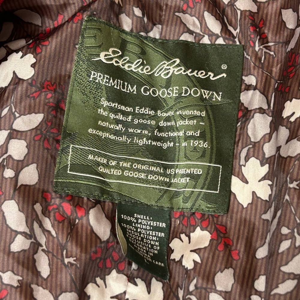 Eddie Bauer Vintage Premium Goose Down Red Quilted Jacket Size Large - Picture 8 of 10